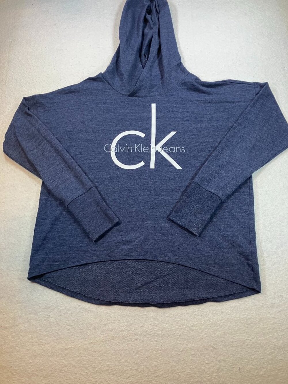 Calvin Klien Logo Hooded‎ T-Shirt Dark Grey Womens M